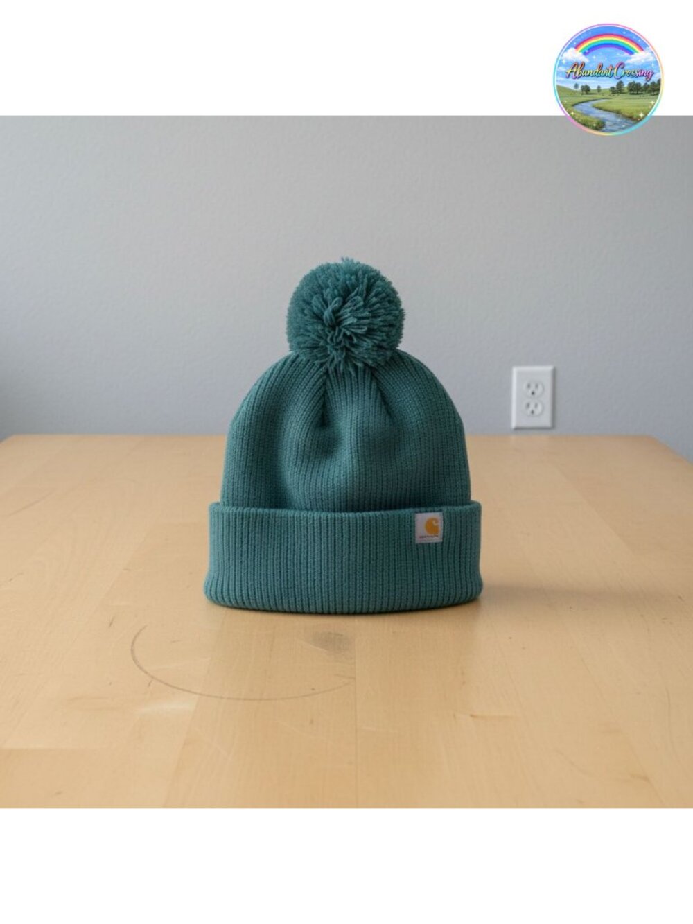 Knit Pom-Pom Cuffed Beanie Winter Hat Solid Pattern Adult